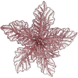 Pes Poinsettia On Clip w Glitter Blush Pink 23cm Pes Poinsettia On Clip w Glitter Blush Pink 23cm