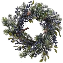 Frosted Deco Wreath With Blue Berries 40cm (687108)