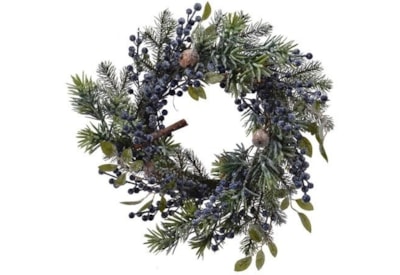 Frosted Deco Wreath With Blue Berries 40cm (687108)