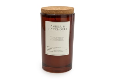 Glass Candle With Cork Lid Amber & Patchouli 15cm Glass Candle With Cork Lid Amber & Patchouli 15cm