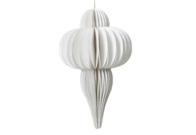 Tree Decoration  Paper Ornament White Champagne Painted Edge Fsc 100% 20Cm