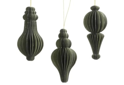 Tree Decoration  Paper Ornament Green  3Ass Fsc 100% 12Cm