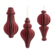 Tree Decoration Paper  Ornament Red  3Ass Fsc 100% 12Cm