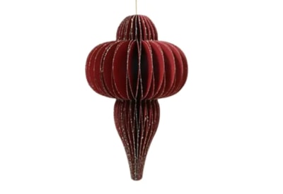 Tree Decoration Paper Ornament Red Gold Glitter Fsc 100% 15Cm