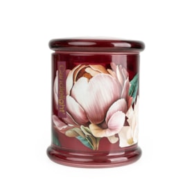 Large Glass Lidded Jar Peony & Water Lily