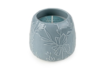 Embossed Ceramic Candle Blue 8cm Embossed Ceramic Candle Blue 8cm