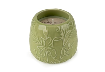Embossed Ceramic Candle Green 8cm Embossed Ceramic Candle Green 8cm