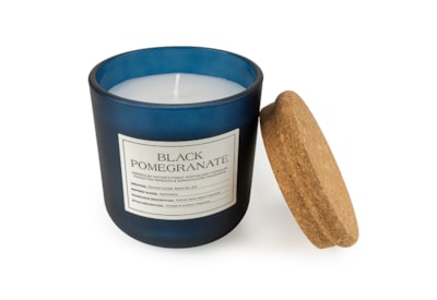 Glass Candle w Cork Lid Black Pomegranate 10cm Glass Candle w Cork Lid Black Pomegranate 10cm