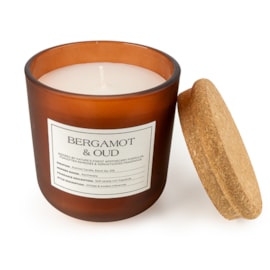 Glass Candle w Cork Lid Bergamot & Oud 10cm Glass Candle w Cork Lid Bergamot & Oud 10cm