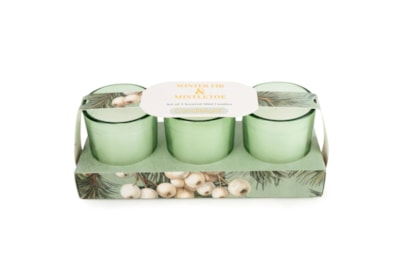 Set Of 3 Votive Candles Winter Fir & Mistletoe Set Of 3 Votive Candles Winter Fir & Mistletoe