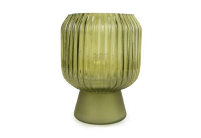 21Cm Glass Ridged Table Lamp Green 21Cm Glass Ridged Table Lamp Green