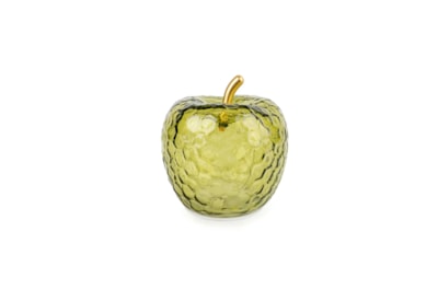 11Cm Glass Led Apple Ornament Green 11Cm Glass Led Apple Ornament Green