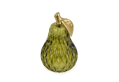 18Cm Glass Led Pear Ornament Green 18Cm Glass Led Pear Ornament Green