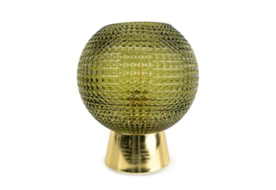 21Cm Glass Ball Lamp Green Debossed Squa