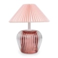 19.5Cm Ridged Glass Led Table Lamp With Pleated Shade - Pink 19.5Cm Ridged Glass Led Table Lamp With Pleated Shade - Pink