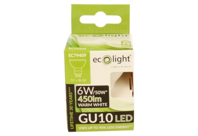 Ecolight 6w Led Gu10 Warm White Light Bulb (EC79409)