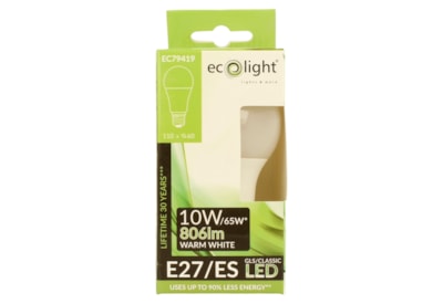 Ecolight 10w Led Glsl Warm White Led E27 Bulb (EC79419)