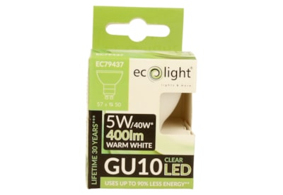 Ecolight 5w Led Gu10 Warm White Light Bulb (EC79437)