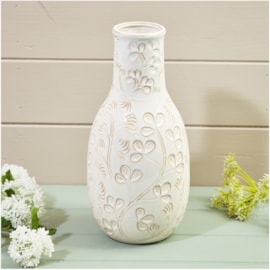 Ava Leaf Tall Vase Cream (7CM102)