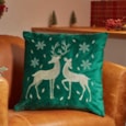 Three Kings Reindeer Cushion Emerald 45cm