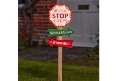 Three Kings Inlit Santa Stop Here 75cm Three Kings Inlit Santa Stop Here 75cm