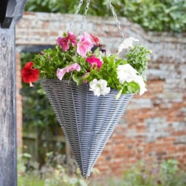 Smart Garden Slate Faux Rattan Hanging Cone 14" Smart Garden Slate Faux Rattan Hanging Cone 14"