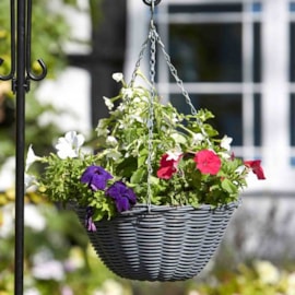 Smart Garden Slate Faux Rattan Hanging Basket 14" Smart Garden Slate Faux Rattan Hanging Basket 14"