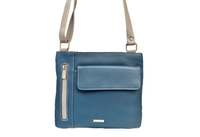 Nova Leather Flap Pocket X-body Blue/dove Grey