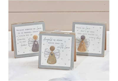 Angel Pebble Card Grey Wood W/quote & Heart (8AG300)
