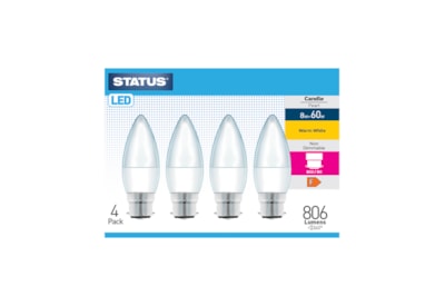 Status 8w Led B22 Candle Warm White Bulb 4pk Status 8w Led B22 Candle Warm White Bulb 4pk