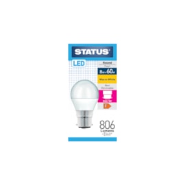 Status 8w Led B22 Round Warm White Bulb Status 8w Led B22 Round Warm White Bulb