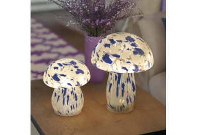 Glassart Mushroom - Blue And White Glassart Mushroom - Blue And White