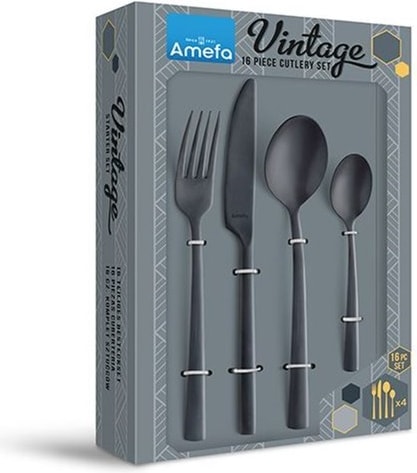 Amefa Vintage Black Pvd Cutlery Set 16pc (9035VTVG17B78)