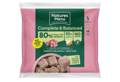 Natures Menu 80/20 Turkey With Venison Nuggets 1Kg (Frozen) Natures Menu 80/20 Turkey With Venison Nuggets 1Kg (Frozen)