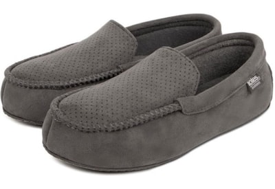 Totes Isotoner Mens Airtex Suedette Moccasin Grey Size 8 (99345GRY8)