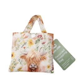 Eco Chic Beige Floral Highland Cow Shopper