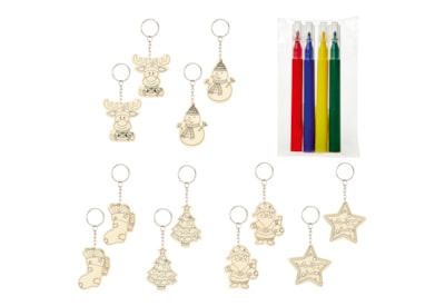Premier Colour Your Own Wooden Christmas Keyrings 11cm Premier Colour Your Own Wooden Christmas Keyrings 11cm
