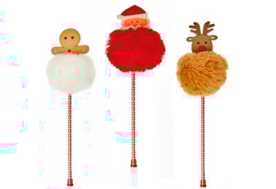 Premier Christmas Pom Pom Pens Asstd 20cm Premier Christmas Pom Pom Pens Asstd 20cm