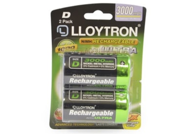 Lloytron Accuultra Rechargable Batteries D 2s (B017)