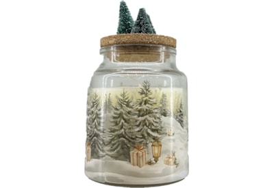 Baltus Candle w Cork Lid & Trees White Sandalwood 10x8.5