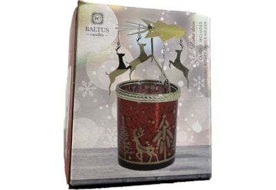 Baltus Metallic Scented Candle w Rotary Spinner Red 7x8cm