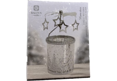 Baltus Metallic Scented Candle w Rotary Spinner Silver 7x8cm