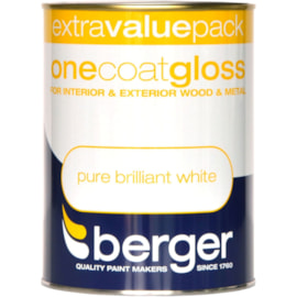 Berger One Coat Gloss Brilliant White 1.25lt (5026240)