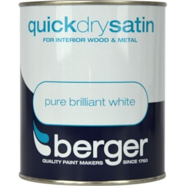 Berger Quick Dry Satin Brilliant White 2.5lt Berger Quick Dry Satin Brilliant White 2.5lt