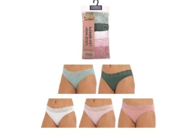 Rjm Ladies 5 Pack Plain Hi Leg Briefs