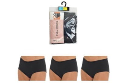 Rjm Ladies 3 Pack Full Briefs Black