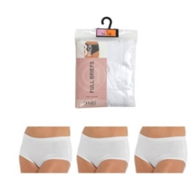 Rjm Ladies 3 Pack Full Briefs White
