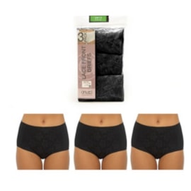 Rjm Ladies 3 Pack Lace Front Briefs Black