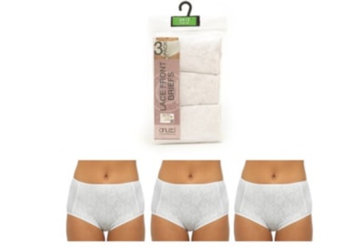 Rjm Ladies 3 Pack Lace Front Briefs White