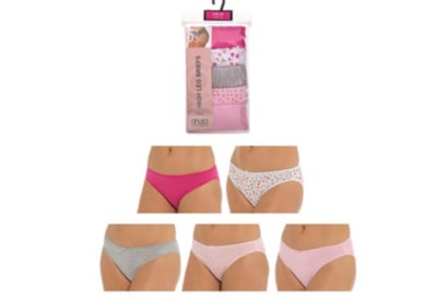 Rjm Ladies 5 Pack Ditsy Print Hi Leg Briefs